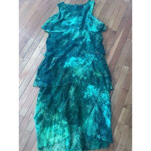 Mark Zunino XL Layered Snake Print Maxi Green Dress Lined